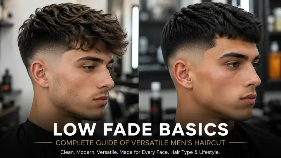 Two young men showcasing modern low fade haircut styles, complete guide to versatile men's low fade hairstyles and fades