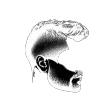 Low Fade Hairstyle logo with modern barber silhouette and fade haircut design